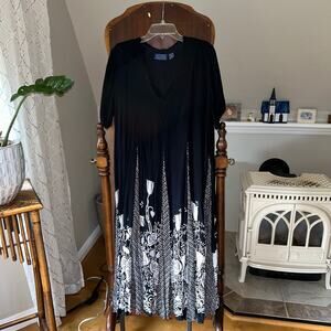 Vintage willow ridge crepe printed maxi lagenlook dress medium petite